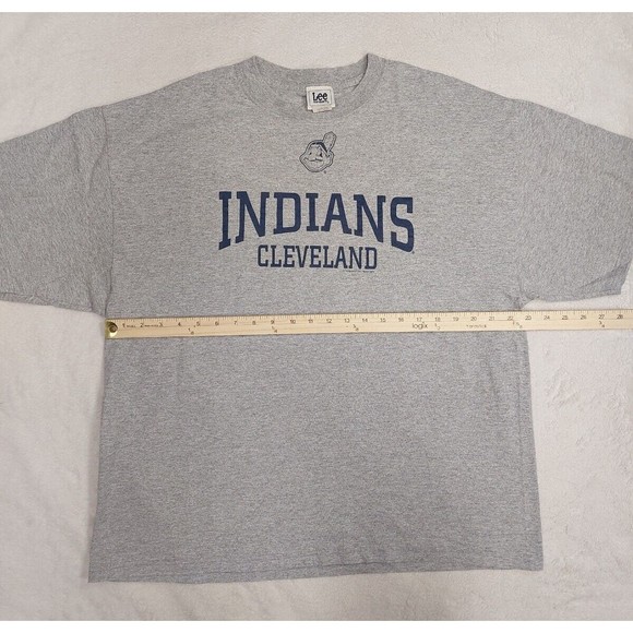 Vtg Y2K Cleveland Indians Gray T-Shirt  Lee Sport Chief Wahoo Men's Size XL - Picture 5 of 7
